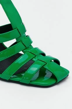 Patent Strappy Flared Heels -Nasty Gal Sales Store Sales womens green patent strappy flared heels 2