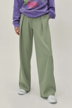Pleat Front Super Wide Leg Pants -Nasty Gal Sales Store Sales womens green pleat front super wide leg pants
