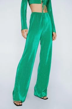 Plisse Wide Leg Pants