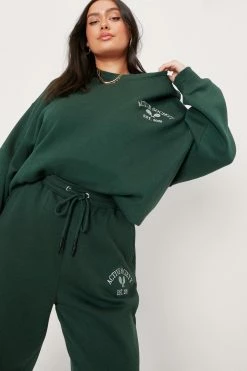 Plus Size Active Society Embroidered Sweatshirt 11 Plus Size Active Society Embroidered Sweatshirt -Nasty Gal Sales Store Sales womens green plus size active society embroidered sweatshirt 1