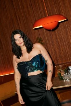 Plus Size Sequin Bow Detail Bandeau Top -Nasty Gal Sales Store Sales womens green plus size sequin bow detail bandeau top 3