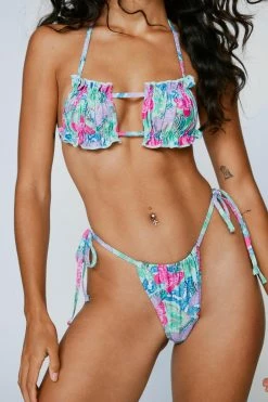 Recycled Butterfly Print Halter Neck Bikini 6 Recycled Butterfly Print Halter Neck Bikini -Nasty Gal Sales Store Sales womens green recycled butterfly print halter neck bikini 2