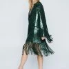 Sequin Tassel Trim Blazer Dress