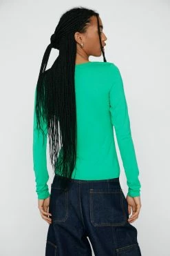Square Neck Long Sleeve Top 6 Square Neck Long Sleeve Top -Nasty Gal Sales Store Sales womens green square neck long sleeve top 2