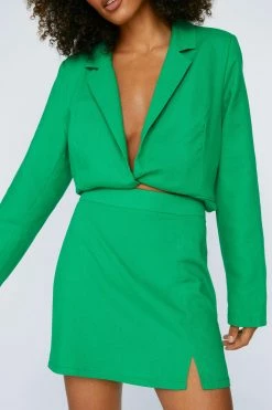 Tailored Linen Pelmet Mini Skirt -Nasty Gal Sales Store Sales womens green tailored linen pelmet mini skirt 1