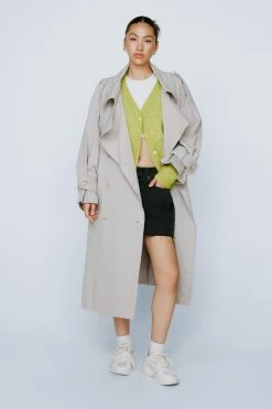 Belted Oversized Double Breasted Trench Coat 19 Belted Oversized Double Breasted Trench Coat -Nasty Gal Sales Store Sales womens grey oversized longline trench coat 3