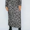 Plus Size Floral Flocked Maxi Skirt
