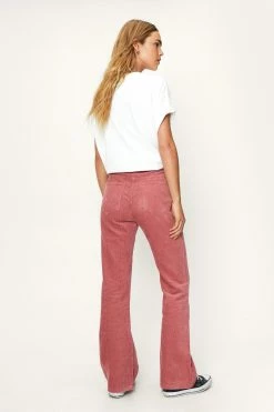 Corduroy Fit And Flare High Waisted Pants -Nasty Gal Sales Store Sales womens hot20pink corduroy flared high waisted pants 2