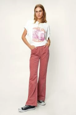 Corduroy Fit And Flare High Waisted Pants -Nasty Gal Sales Store Sales womens hot20pink corduroy flared high waisted pants 3
