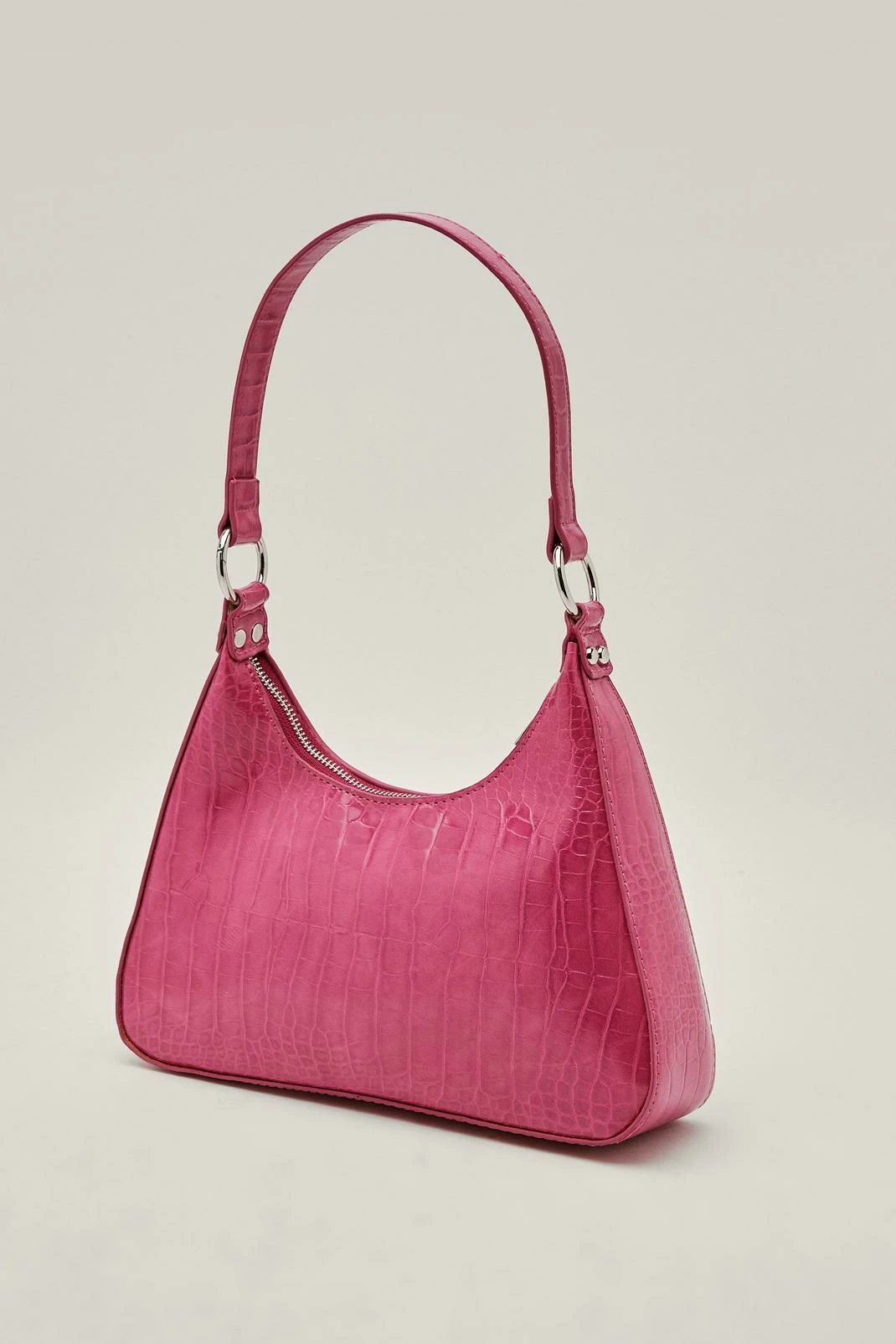 Faux Leather Croc Structured Shoulder Bag 1 Faux Leather Croc Structured Shoulder Bag