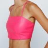Faux Leather Strappy Cropped Bralette