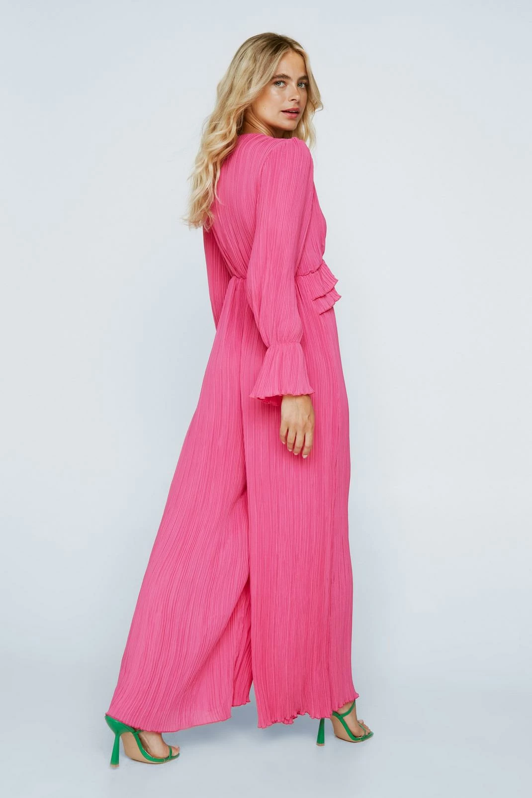 Petite Plisse Chiffon Wide Leg Jumpsuit 3 Petite Plisse Chiffon Wide Leg Jumpsuit - Image 3