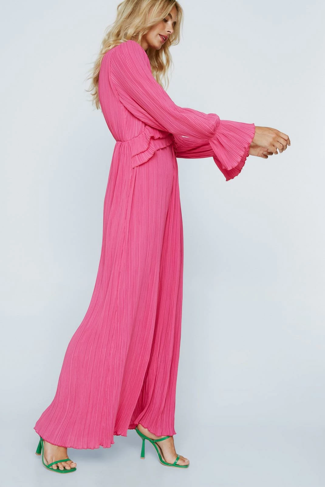 Petite Plisse Chiffon Wide Leg Jumpsuit 1 Petite Plisse Chiffon Wide Leg Jumpsuit
