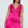 Plus Size Lace Detail Satin Mini Dress