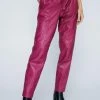 Real Leather Tie Waist Pants