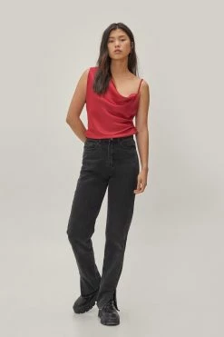 Satin Asymmetric Cowl Neck Cami