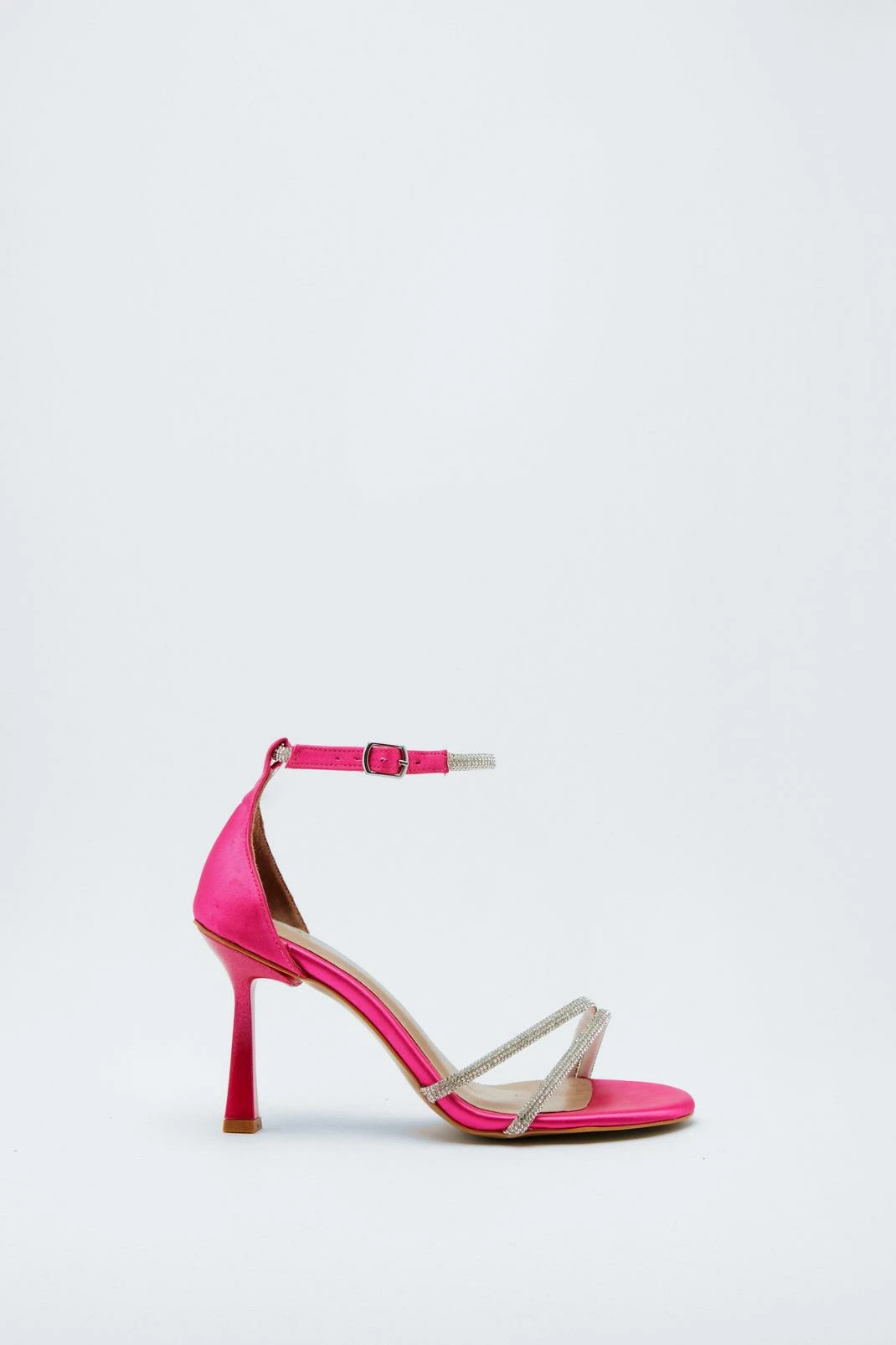 Satin Diamante Strap Open Toe Heels 2 Satin Diamante Strap Open Toe Heels - Image 2