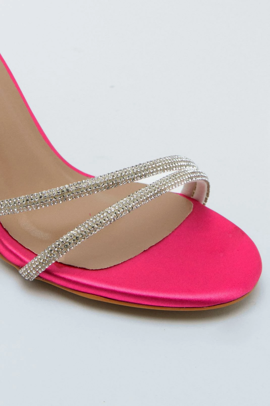 Satin Diamante Strap Open Toe Heels 3 Satin Diamante Strap Open Toe Heels - Image 3