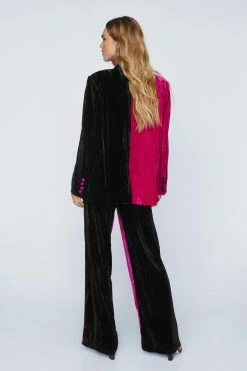 Tailored Velvet Color Block Pants -Nasty Gal Sales Store Sales womens hot20pink tailored velvet color block pants 2
