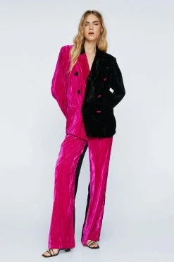 Tailored Velvet Color Block Pants