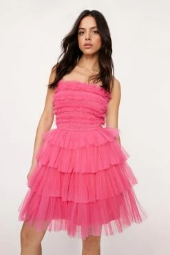 Tulle Layered Mini Cocktail Dress -Nasty Gal Sales Store Sales womens hot20pink tulle layehot20pink mini cocktail dress 3
