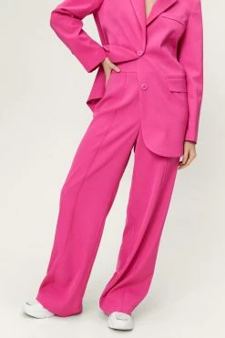 Twill Tailored Straight Leg Pants -Nasty Gal Sales Store Sales womens hot20pink twill tailored straight leg pants 1
