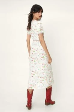 Floral Print Lace Trim Tea Dress 6 Floral Print Lace Trim Tea Dress -Nasty Gal Sales Store Sales womens ivory floral print lace trim tea dress 2