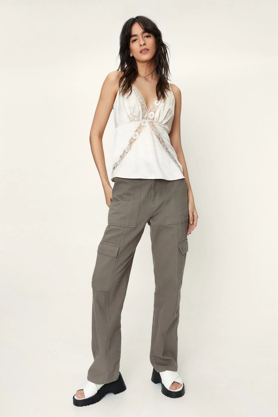 Lace Insert Satin Cami Top 1 Lace Insert Satin Cami Top