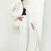 Pleated Wide Leg Belted Suit Pants