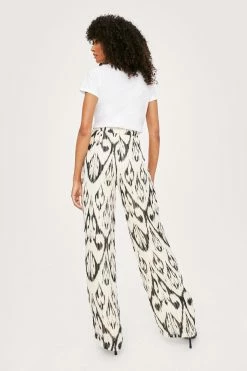 Printed Chiffon Wide Leg Pants -Nasty Gal Sales Store Sales womens ivory printed chiffon wide leg pants 2