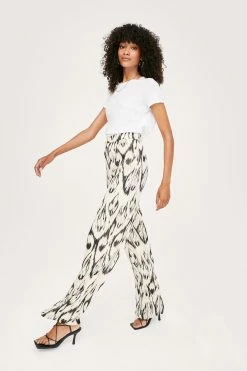 Printed Chiffon Wide Leg Pants -Nasty Gal Sales Store Sales womens ivory printed chiffon wide leg pants 3