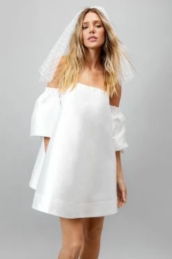 Nasty Gal Sales Store Sales -Nasty Gal Sales Store Sales womens ivory structured bardot puff sleeve mini prom dress 1
