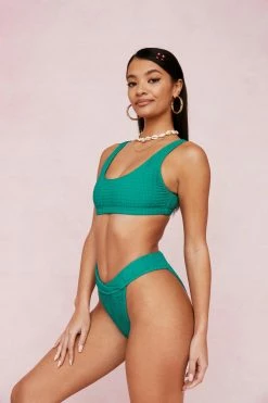 Crinkle High Waisted High Leg Bikini Bottoms -Nasty Gal Sales Store Sales womens jade crinkle high leg bikini bottoms 2