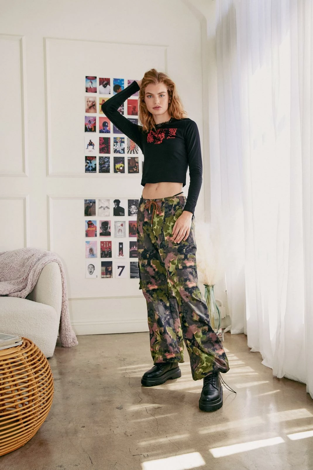 Abstract Camo Print Wide Leg Cargo Pants 1 Abstract Camo Print Wide Leg Cargo Pants