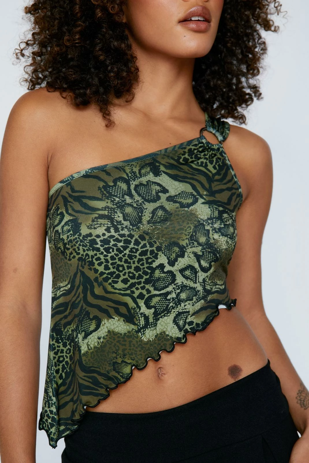 Animal Print Asymmetric One Shoulder Cami 4 Animal Print Asymmetric One Shoulder Cami - Image 4