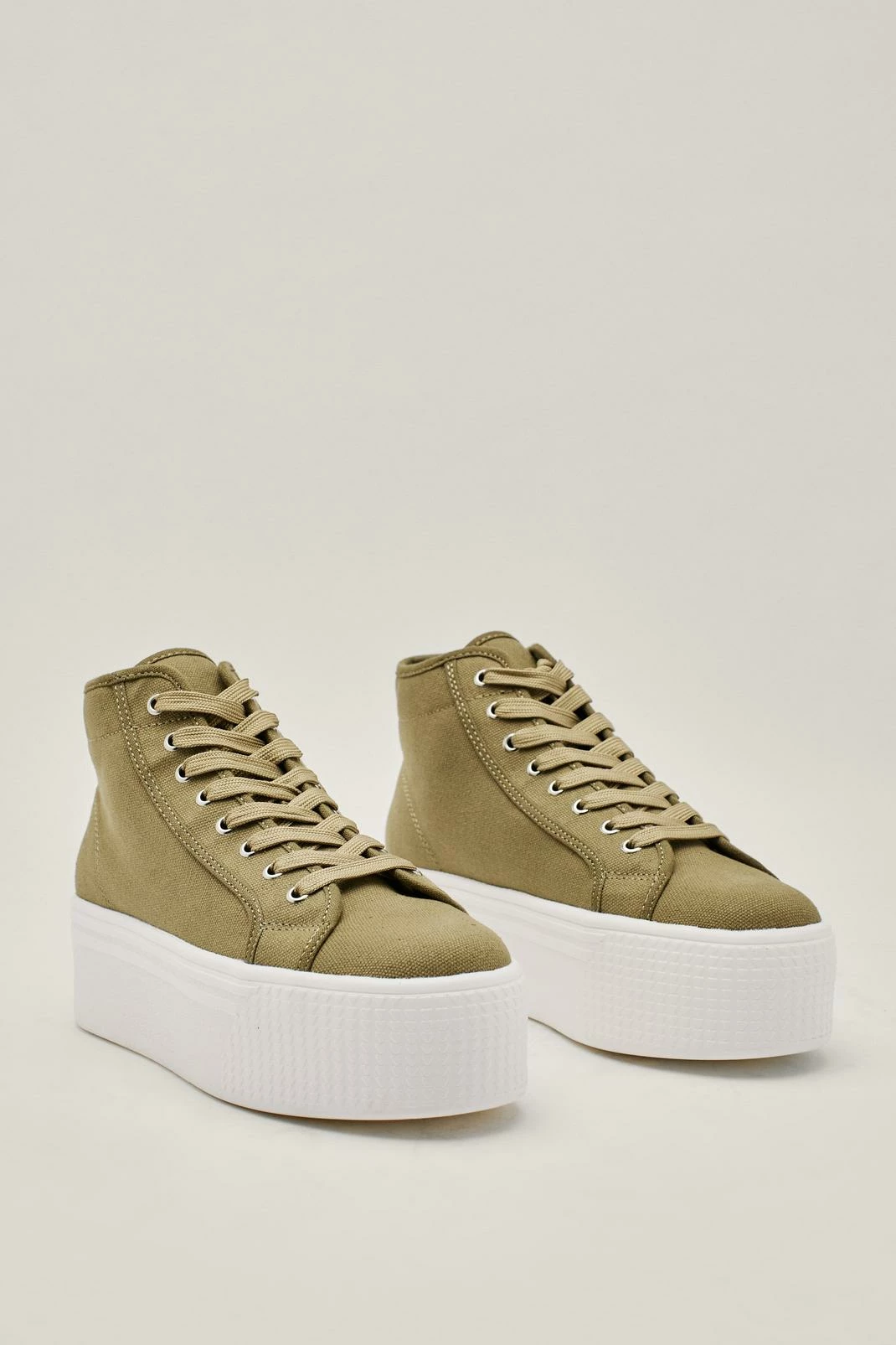 High Top Flatform Lace Up Canvas Sneakers 2 High Top Flatform Lace Up Canvas Sneakers - Image 2