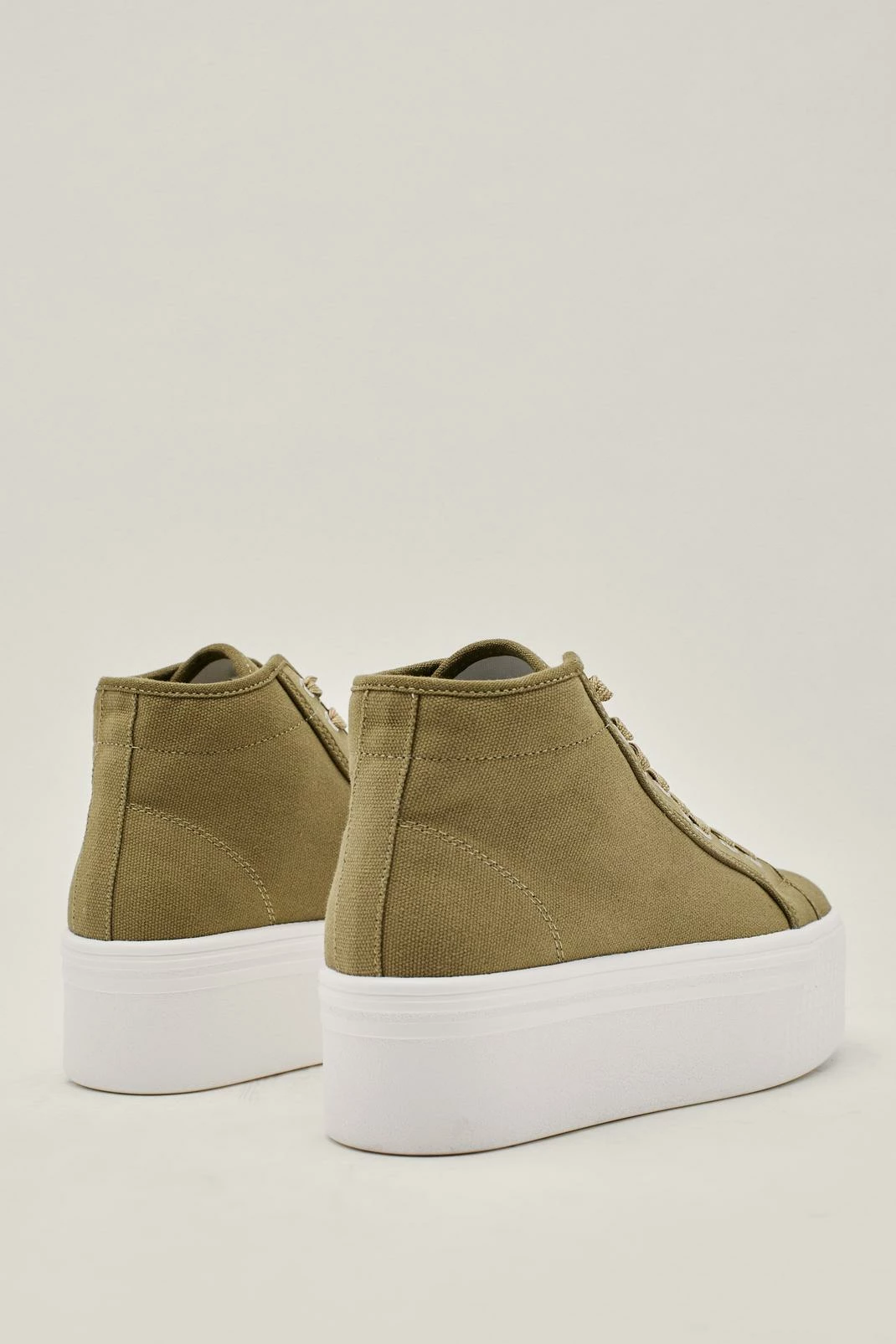 High Top Flatform Lace Up Canvas Sneakers 3 High Top Flatform Lace Up Canvas Sneakers - Image 3