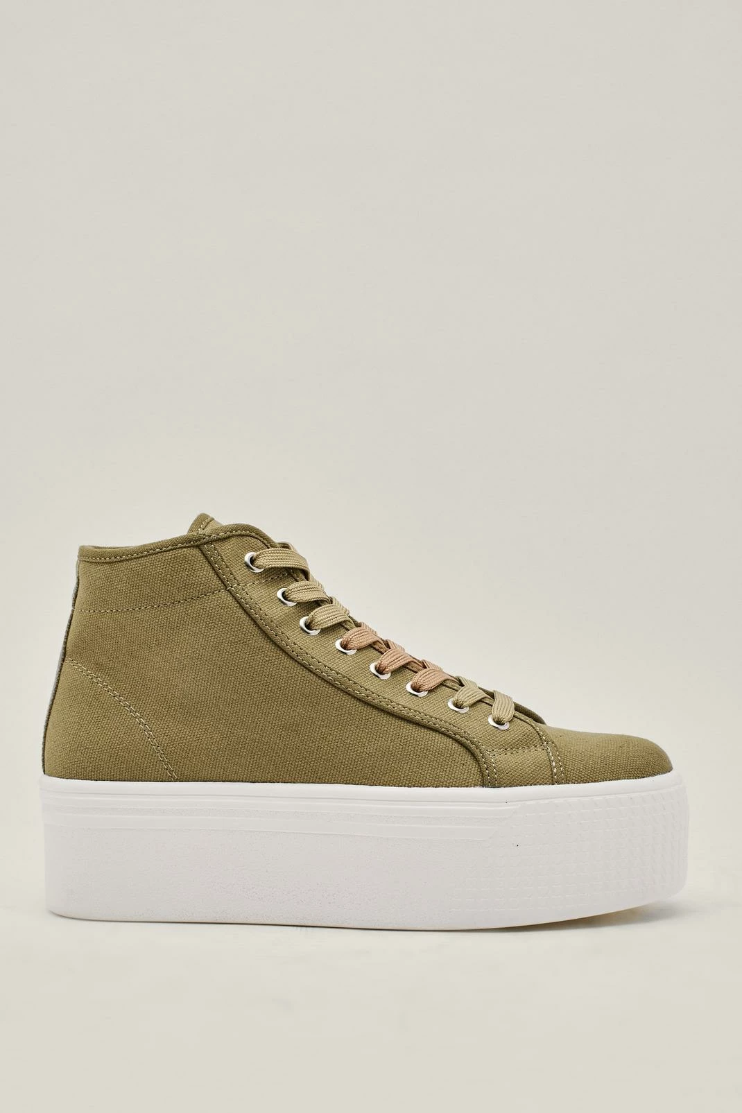High Top Flatform Lace Up Canvas Sneakers 4 High Top Flatform Lace Up Canvas Sneakers - Image 4