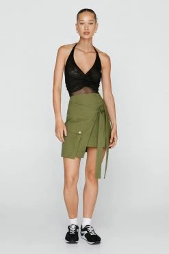 High Waisted Wrap Cargo Skirt