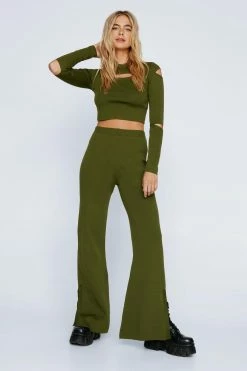Knitted Flare Two Piece Set Pants