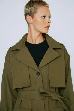 Premium Hooded Trench Coat -Nasty Gal Sales Store Sales womens khaki premium hooded trench coat