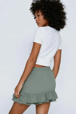 Ruffle Mini Skirt -Nasty Gal Sales Store Sales womens khaki ruffle mini skirt 2