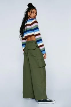 Super Wide Leg Nylon Cargo Pants -Nasty Gal Sales Store Sales womens khaki super wide leg nylon cargo pants 2