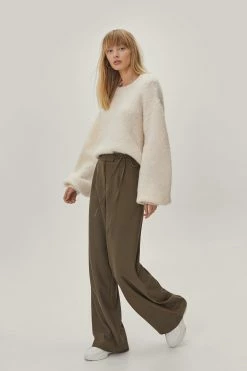 Tie Waist Tailored Wide Leg Pants