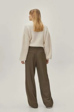Tie Waist Tailored Wide Leg Pants -Nasty Gal Sales Store Sales womens khaki tie waist tailored wide leg pants 5