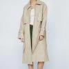 Pocket Detail Faux Leather Trench Coat