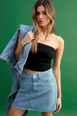 High Waisted Denim Mini Skirt -Nasty Gal Sales Store Sales womens light20wash high waisted denim mini skirt 3