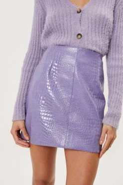 Faux Leather Croc Mini Skirt