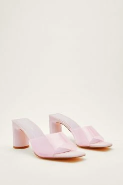 Faux Leather Clear Heeled Mules -Nasty Gal Sales Store Sales womens lilac faux leather clear heeled mules 2
