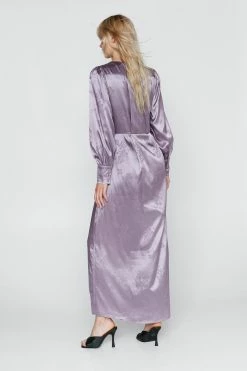 Jacquard Long Sleeve Maxi Dress -Nasty Gal Sales Store Sales womens lilac jacquard long sleeve maxi dress 2